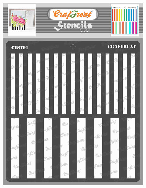 CrafTreat Graduated Stripes Stencil for Craft Paintings 6x6 Inches