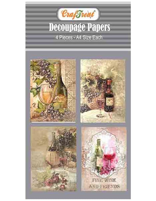 CrafTreat Wine and Dine Decoupage paper A4 Scrapbooking Crafts DIY Paper Crafts