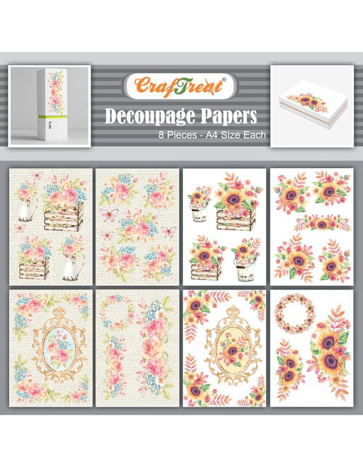 CrafTreat Beautiful Flower and Sunflower Vintage Decoupage Paper Scrapbooking Crafts DIY Paper Crafts