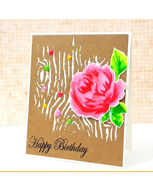 Wood Grain Design stencil for Happy Birthday Cards