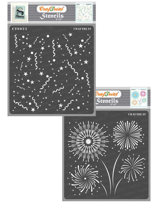 CrafTreat Confetti and Fire Works Stencil CTS023nCTS035