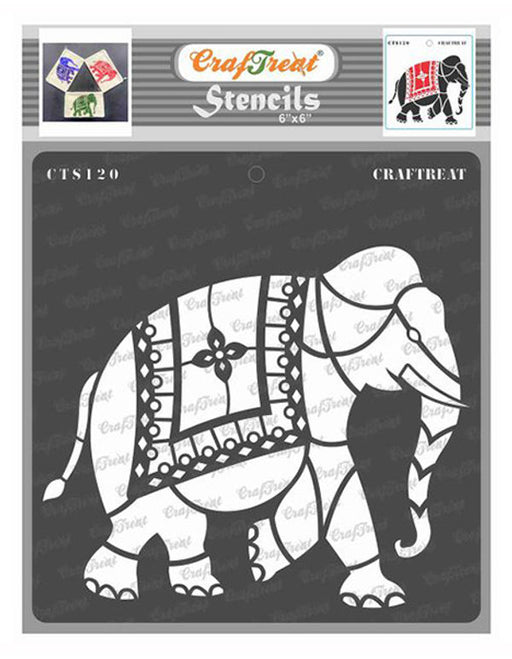 CrafTreat Indian Elephant Stencil Pattern Stencil