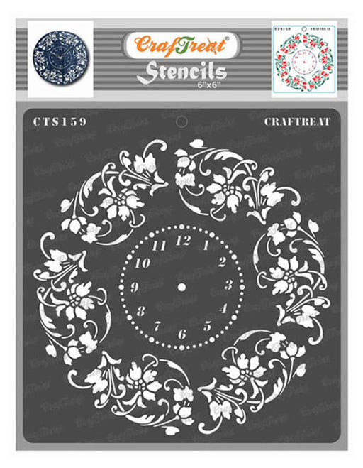 CrafTreat Floral Clock Stencil Flower Clock Stencil 