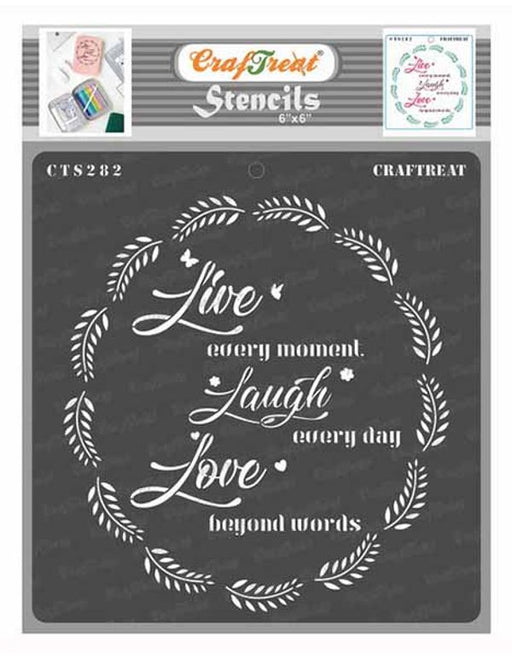 CrafTreat Live Laugh Love Quotes Stencil for Home Decor
