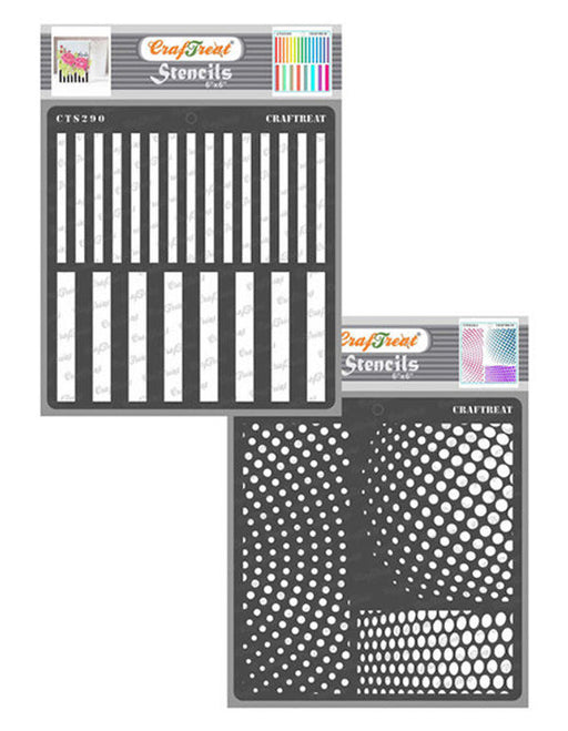 CrafTreat Stripes and Halftone Circles Stencil CTS290nCTS304