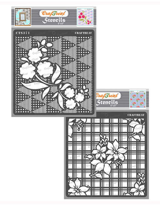 CrafTreat Flower Fusion Triangles and Plaid Stencil CTS371nCTS372