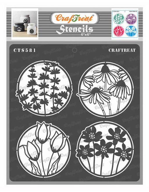 CrafTreat Flower Negative Stencil Floral Stencil