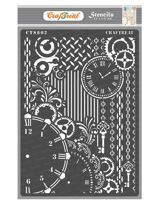 CrafTreat Clock and Key Stencil Mixed Media Stencil