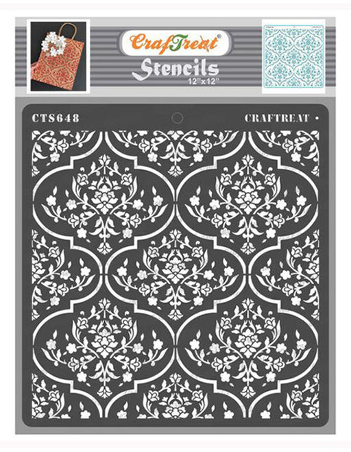 CrafTreat Floral Trellis Wall Stencil for Floral decoration