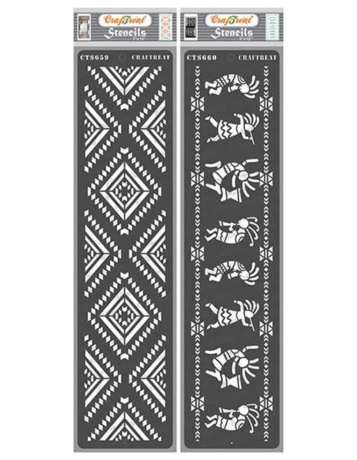 CrafTreat Kokopelli Stencil Designs and Aztec Border Stencil for Painting