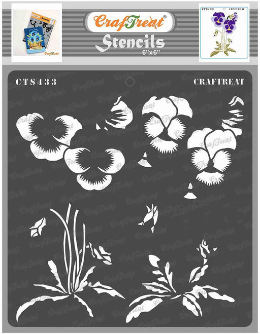 CrafTreat Layered Flower Pansy Stencil Floral Stencil