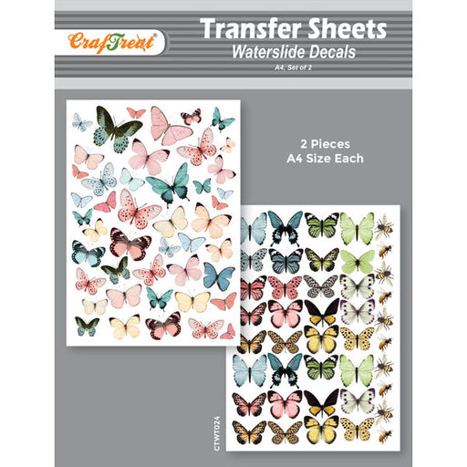 CrafTreat Water Transfer Sheet Butterflies and Bees A4Water Slide Decal