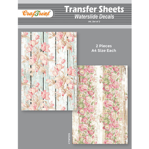 CrafTreat Water Transfer Sheet Wood florals A4Water Slide Decal