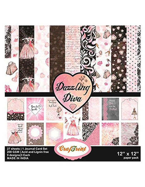 CrafTreat Dazzling Diva 12x12 Inches Pattern Paper Pack for Scrapbookings
