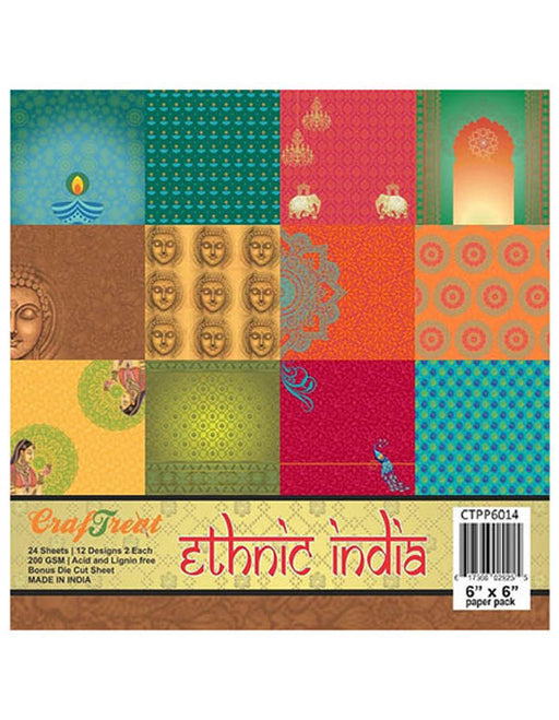 CrafTreat Ethnic India Paper Pack 6x6 Inches for Scrapbooking Paper Crafts