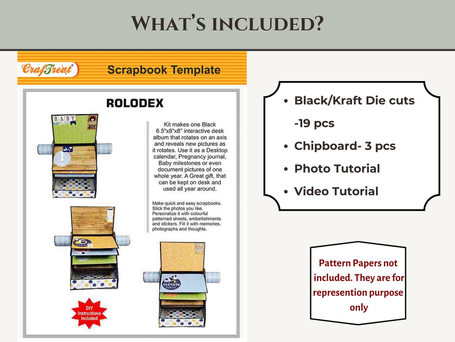 CrafTreat Rolodex Kraft DIY Scrapbook Templates1 Set Kraft