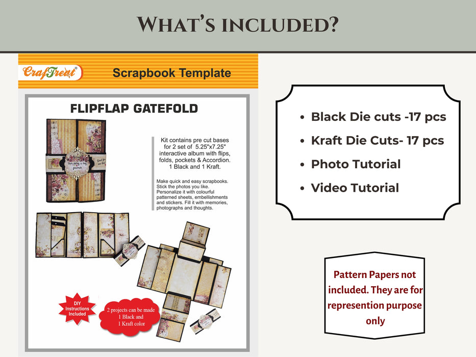 CrafTreat FlipFlap Gatefold DIY Scrapbook Blanks - 2 Sets - 1 Black & 1 Kraft