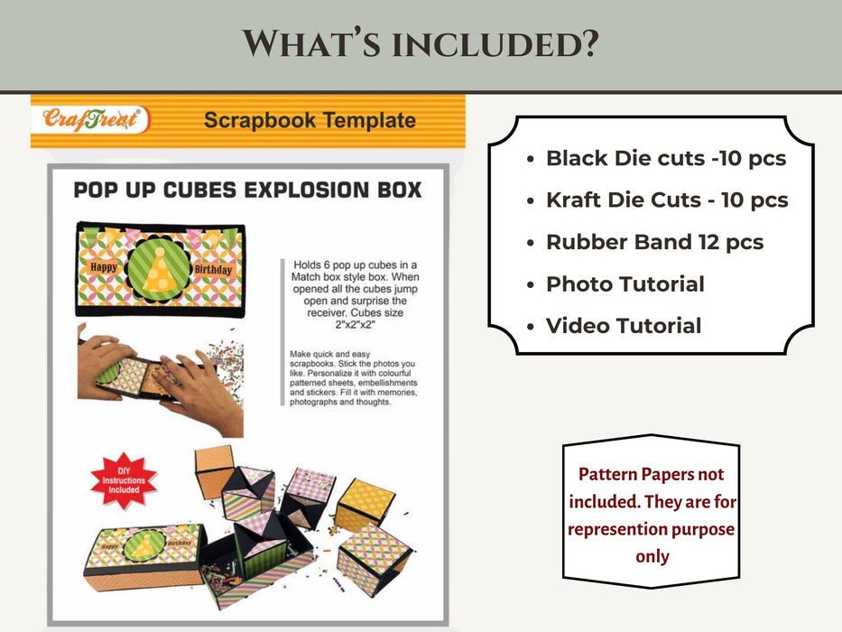 CrafTreat DIY Scrapbook Blanks Pop up Cubes Explosion Box - 2 Projects - 1 Black & 1 Kraft