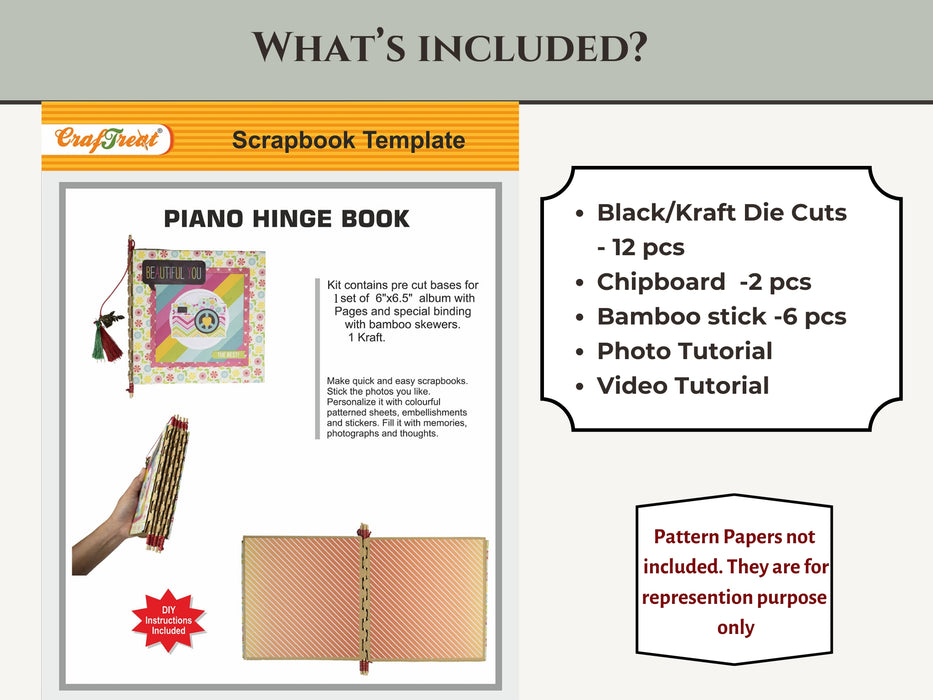 CrafTreat Piano Hinge Book DIY Scrapbook Blanks - Kraft