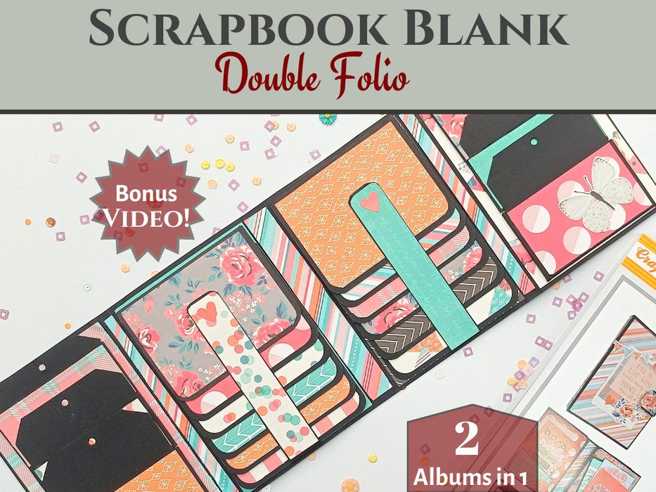 CrafTreat Double Folio DIY Scrapbook Blanks - 2 Sets - 1 Black & 1 Kraft