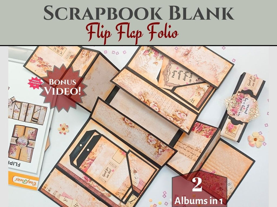 CrafTreat FlipFlap Gatefold DIY Scrapbook Blanks - 2 Sets - 1 Black & 1 Kraft