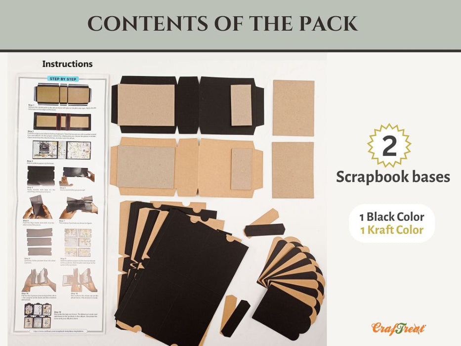 CrafTreat Pocket Tag DIY Scrapbook Templates2 set 1 Black 1 Kraft