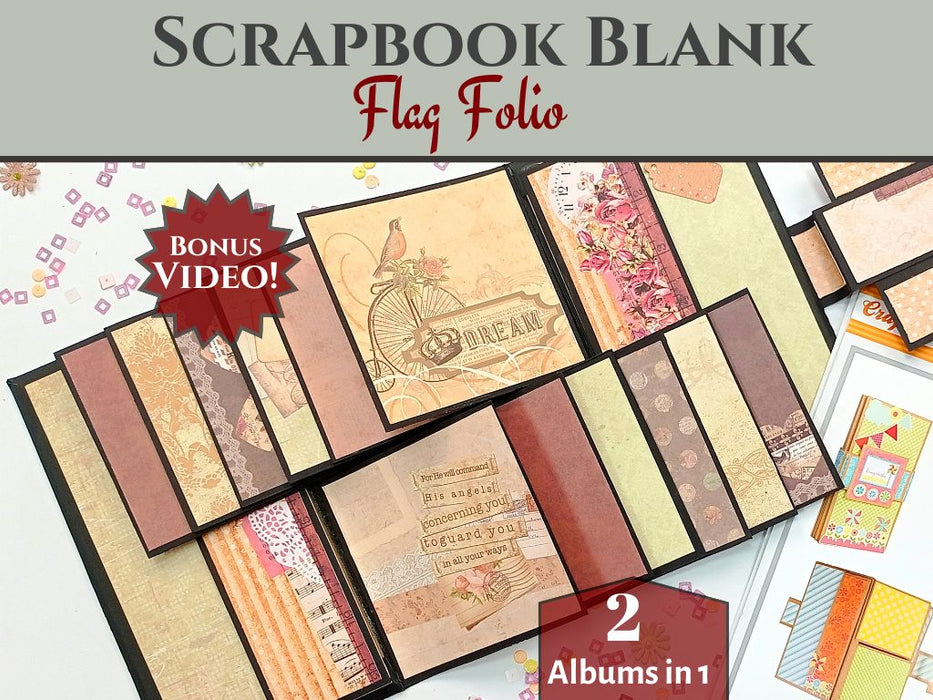 CrafTreat Flag Folio DIY Scrapbook Blanks - 2 Sets - 1 Black & 1 Kraft