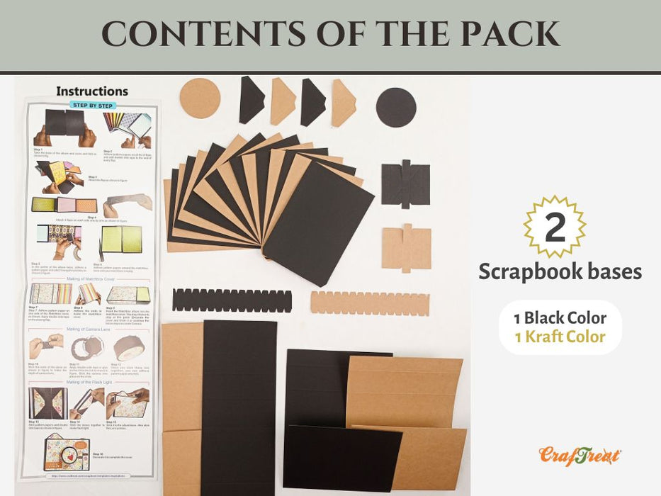 CrafTreat Matchbox Camera DIY Scrapbook Blanks - 2 Sets - 1 Black & 1 Kraft