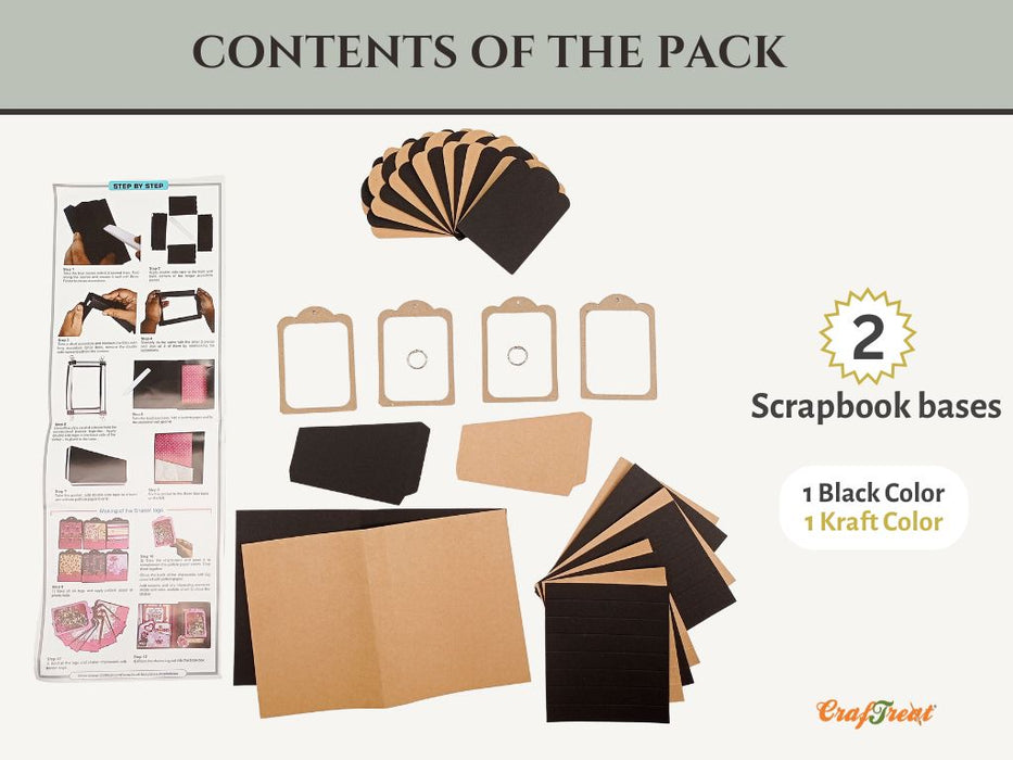 CrafTreat Book Box Shaker Tag DIY Scrapbook Templates2 set 1 Black 1 Kraft