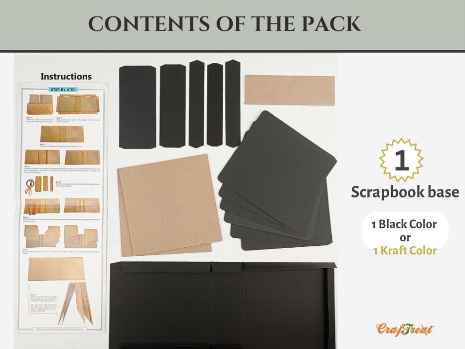 CrafTreat Basic 8x8 Black DIY Scrapbook Templates1 set Black