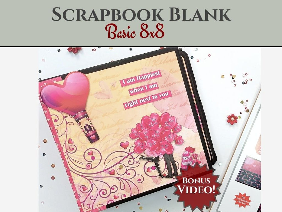 CrafTreat Basic 8x8 Black DIY Scrapbook Blanks - Black