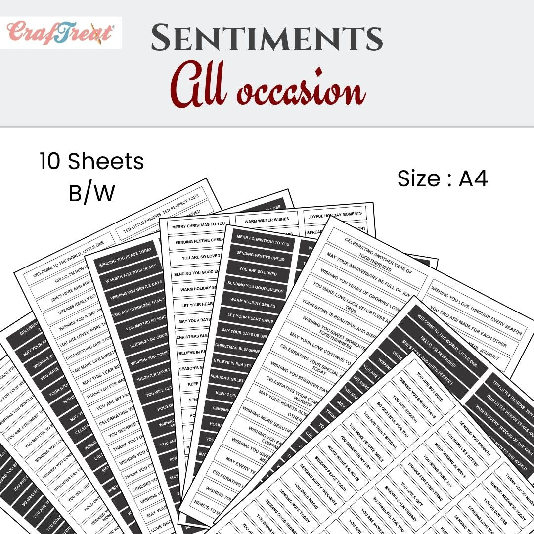 CrafTreat Sentiment Sheets - All Occasions 10 designs — Craftreat