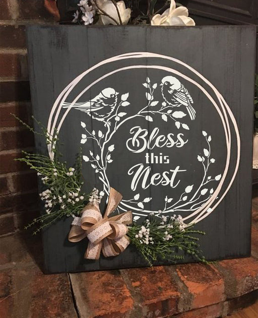 CrafTreat Bless this Nest Stencil for Wall decor