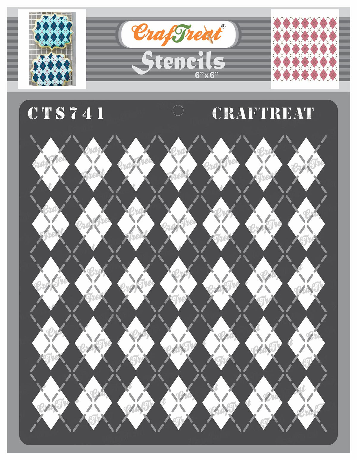 6x6 Course Diamond R Pattern CrafTreat Argyle Diamond Pattern Stencil 6x6 Online — Craftreat