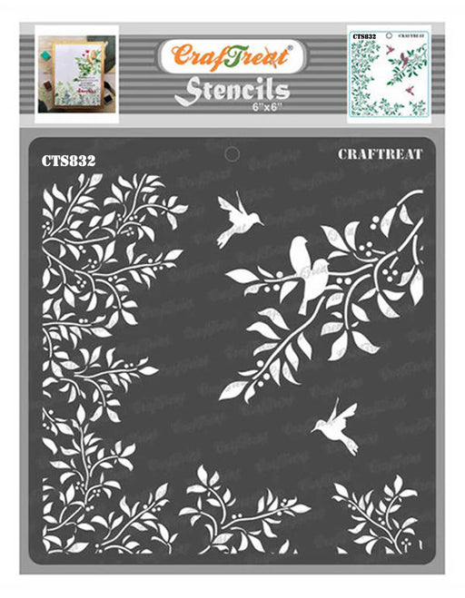 CrafTreat Leaves and Branch Stencil for Art & Craft Paintings, Leaf Stencil 6x6 Inches