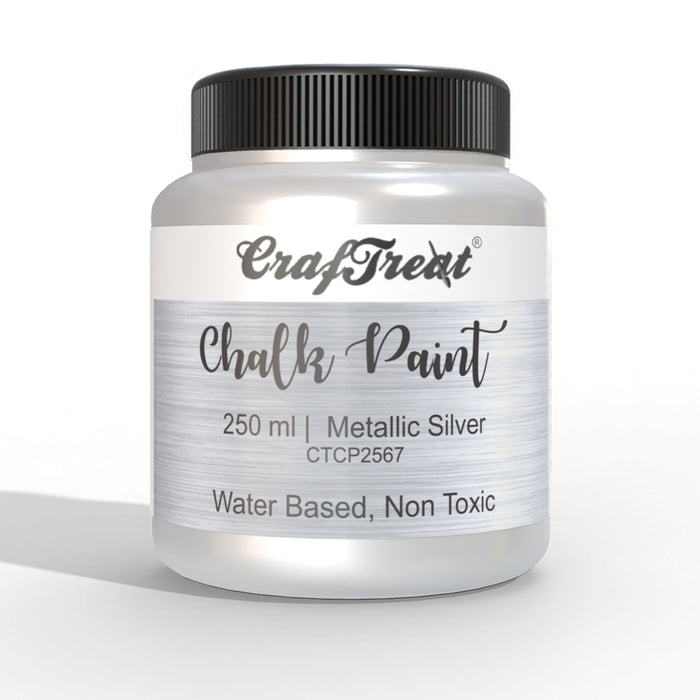 CrafTreat Metallic Silver Chalk Paint 250ml Mixed Media Paints