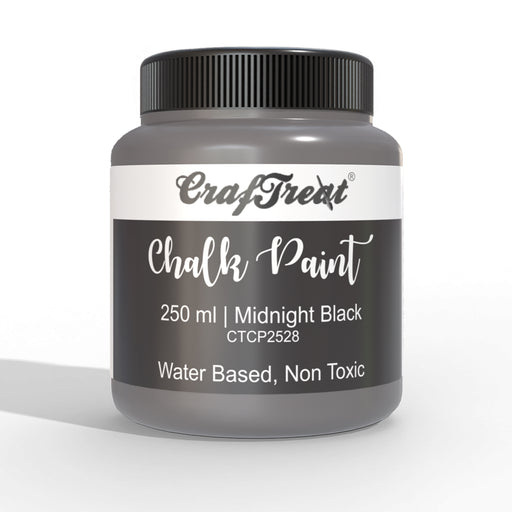Buy CrafTreat Midnight Black Acrylic Chalk Paint 250ml, Multi Surface and Mixed Media Paints