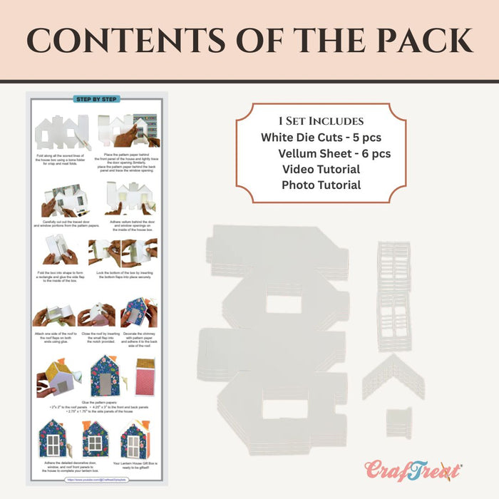 CrafTreat Giftable Blanks House Lantern Gift Boxes Contents of the Pack CFS018