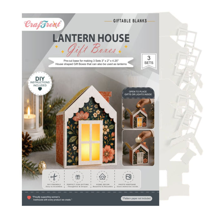 CrafTreat Giftable Blanks House Lantern Gift Boxes Inside of the Pack CFS018