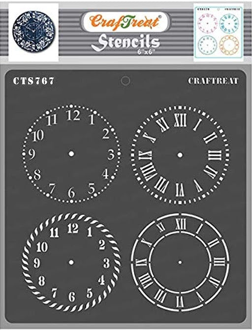 CrafTreat Clock Dials Stencil for Background 6x6 Inches CTS767