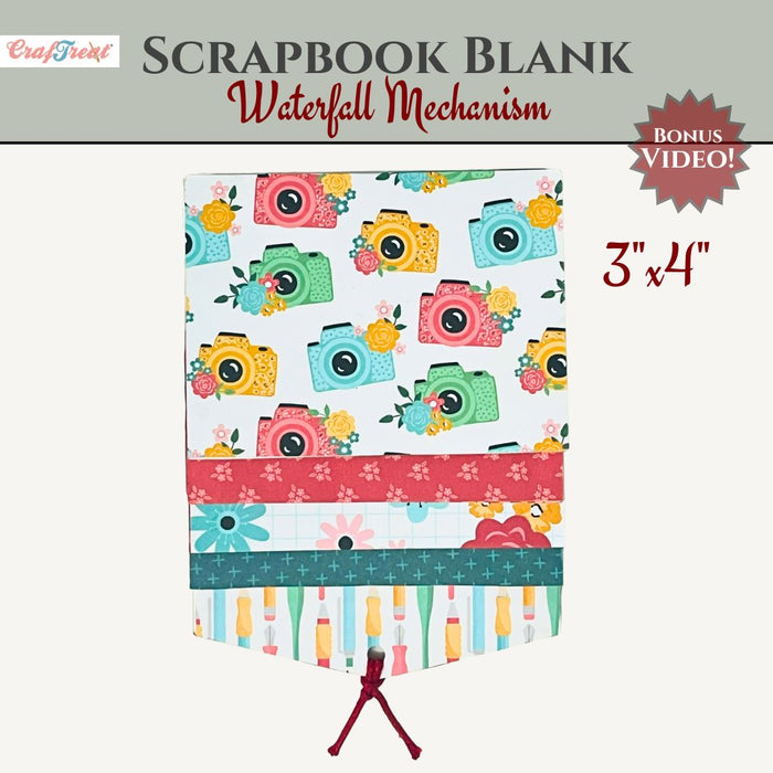 CrafTreat Scrapbook Blank Precut Album Base - Waterfall Mechanism White - 3"x4"