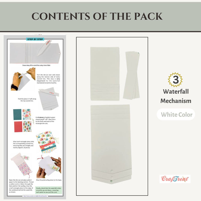 CrafTreat Scrapbook Blank Precut Album Base - Waterfall Mechanism White - 3"x4"