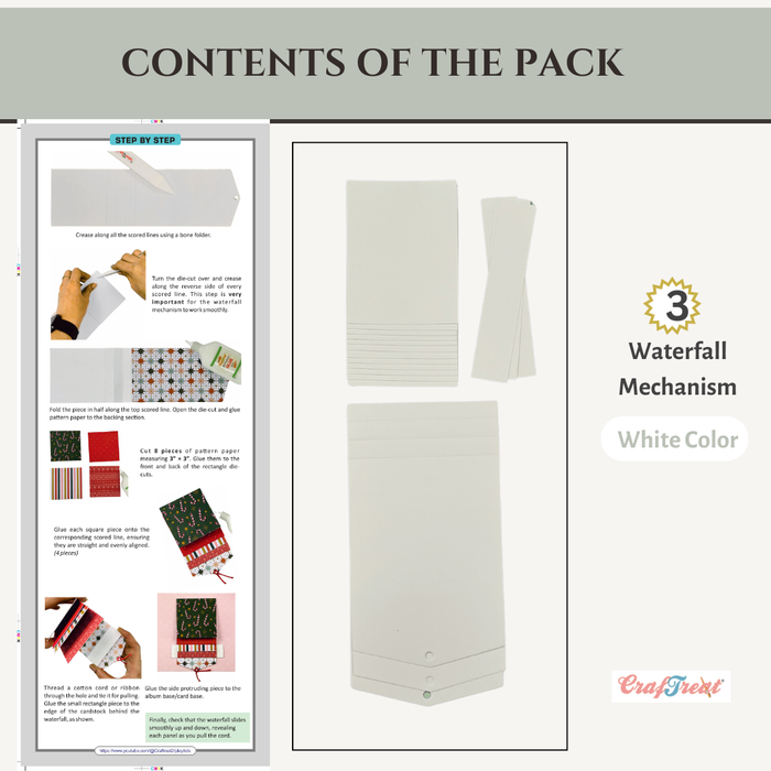 CrafTreat Scrapbook Blank Precut Album Base - Waterfall Mechanism White - 3"x3"