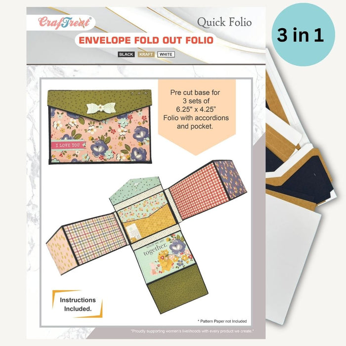 CrafTreat Scrapbook Blank Quick Folio Envelope fold out folio