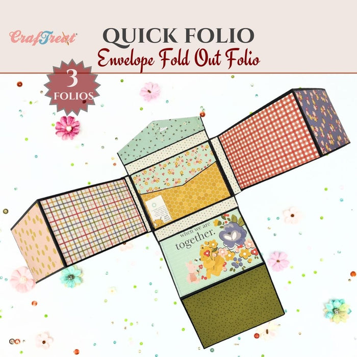 CrafTreat Scrapbook Blank Quick Folio - Envelope Fold up Folio - Black, White, Kraft-CQF012