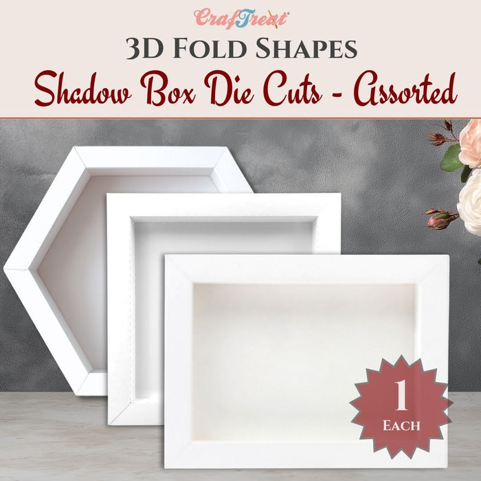 CrafTreat 3D Fold Shapes -Shadow Box White - Assorted Shapes 3pcs CFS014