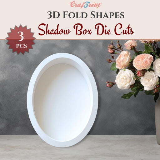 CrafTreat 3D Fold Shapes -Shadow Box White - Oval 3pcs CFS015