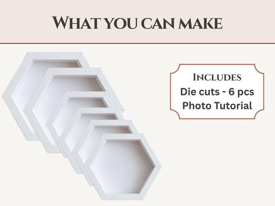 CrafTreat 3D Fold Shapes - Paper Frames White - Hexagon Combo 6pcs CFS012 Contents of the Pack