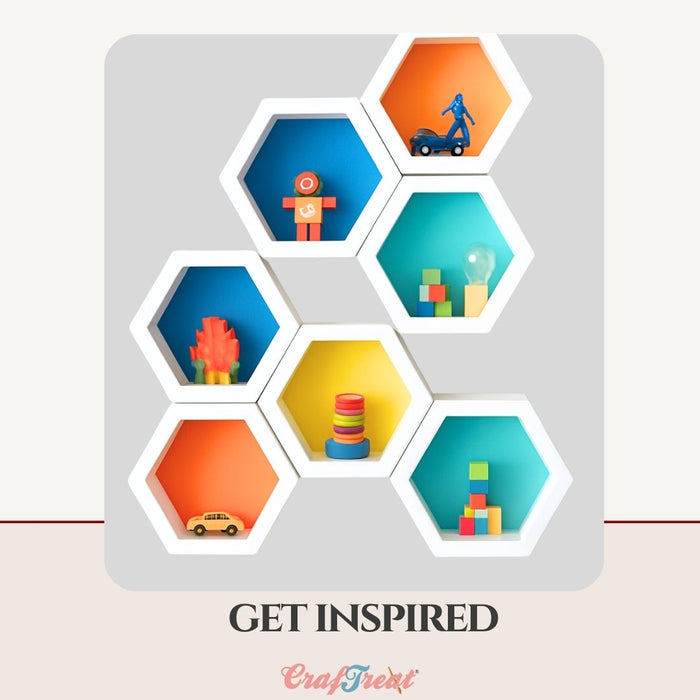 CrafTreat 3D Fold Shapes - Paper Frames White - Hexagon Combo 6pcs CFS012 Get Inspired 2