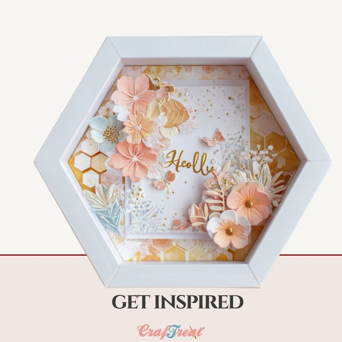 CrafTreat 3D Fold Shapes - Paper Frames White - Hexagon Combo 6pcs CFS012 Get Inspired 3
